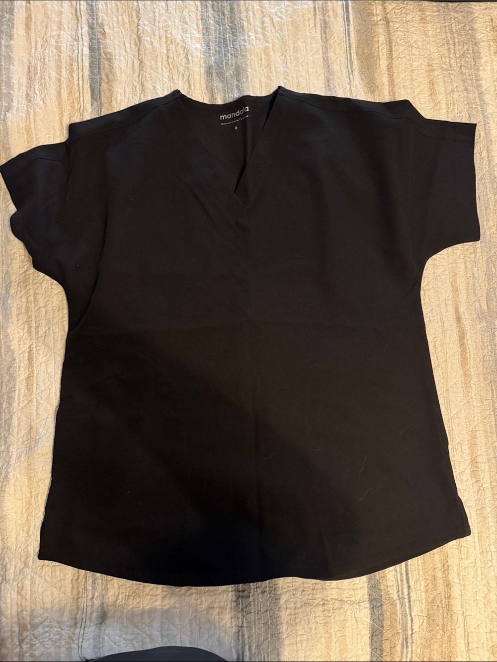 Black Mandala V-Neck Short Sleeve Women's Scrub Top